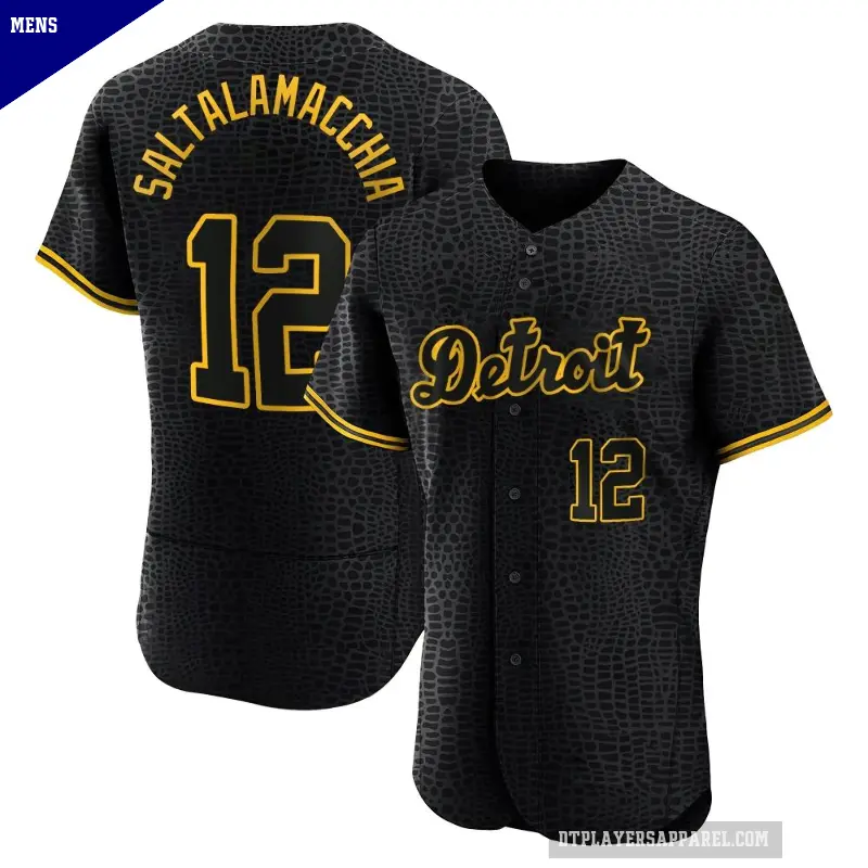 Men's No.12 Jarrod Saltalamacchia Detroit Tigers Black Authentic Snake Skin City Jersey