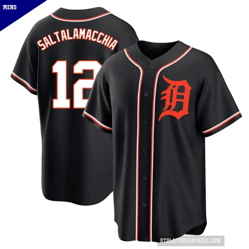 Men's No.12 Jarrod Saltalamacchia Detroit Tigers Black Replica Fashion Out Jersey