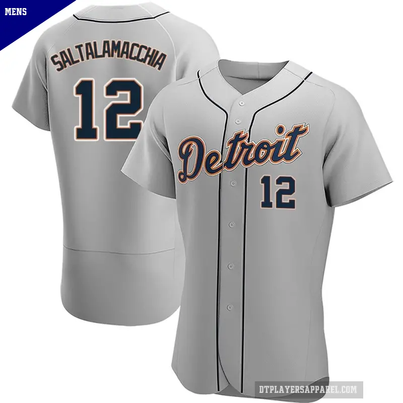 Men's No.12 Jarrod Saltalamacchia Detroit Tigers Gray Authentic Road Jersey