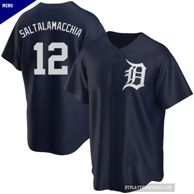 Men's No.12 Jarrod Saltalamacchia Detroit Tigers Navy Replica Alternate Jersey