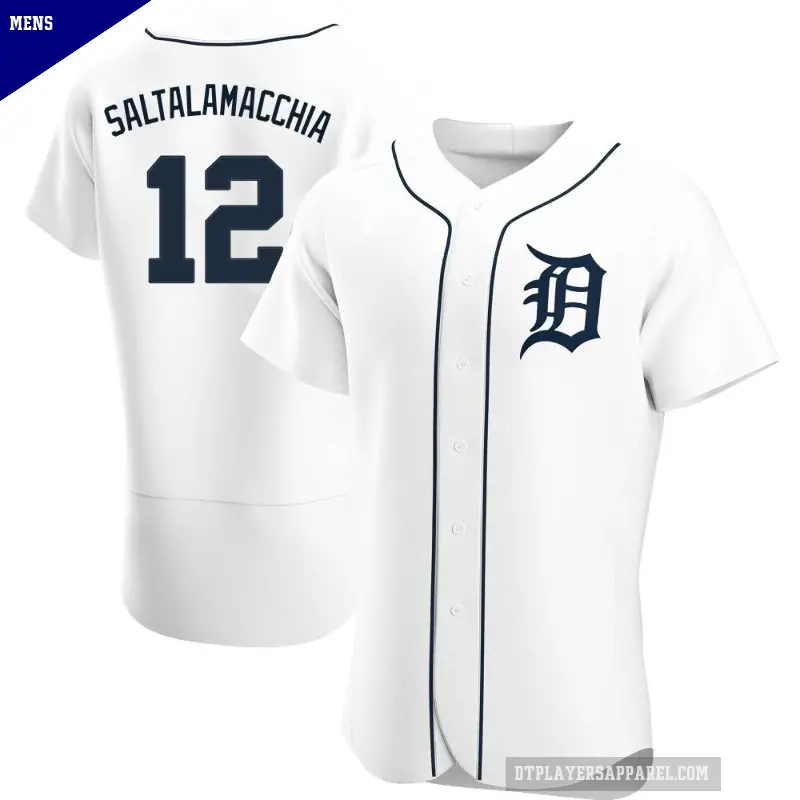 Men's No.12 Jarrod Saltalamacchia Detroit Tigers White Authentic Home Jersey