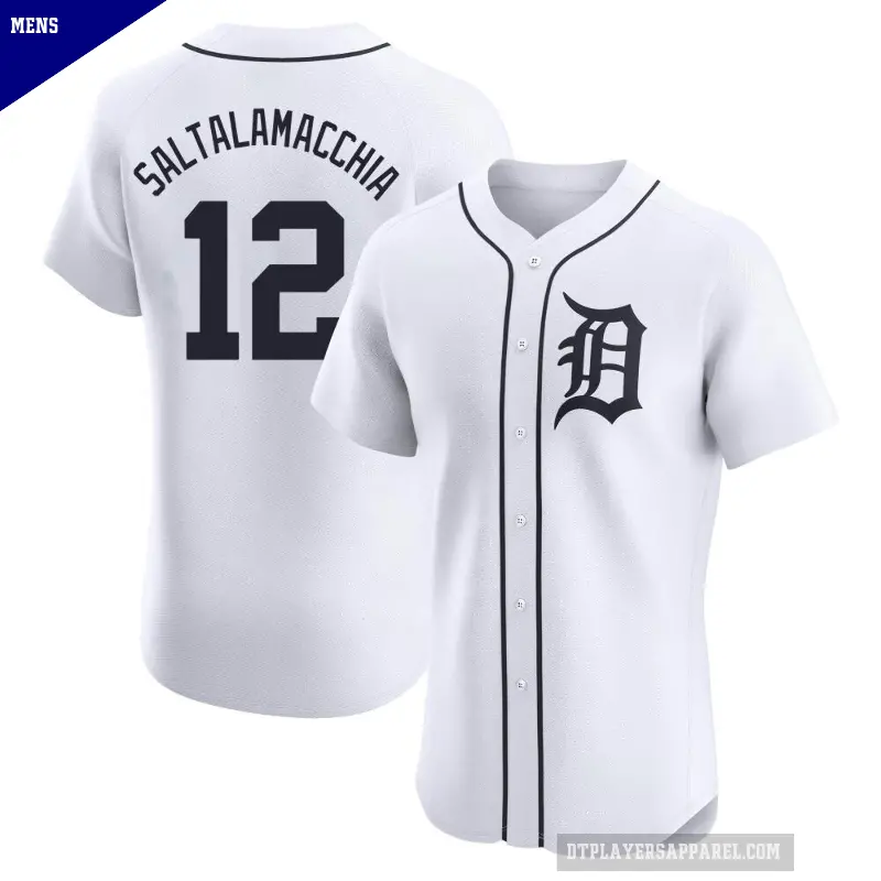 Men's No.12 Jarrod Saltalamacchia Detroit Tigers White Elite Home Jersey