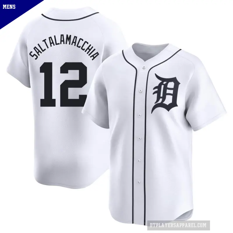 Men's No.12 Jarrod Saltalamacchia Detroit Tigers White Limited Home Jersey