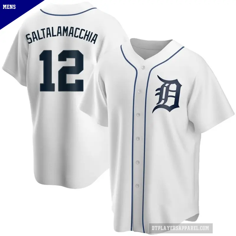 Men's No.12 Jarrod Saltalamacchia Detroit Tigers White Replica Home Jersey