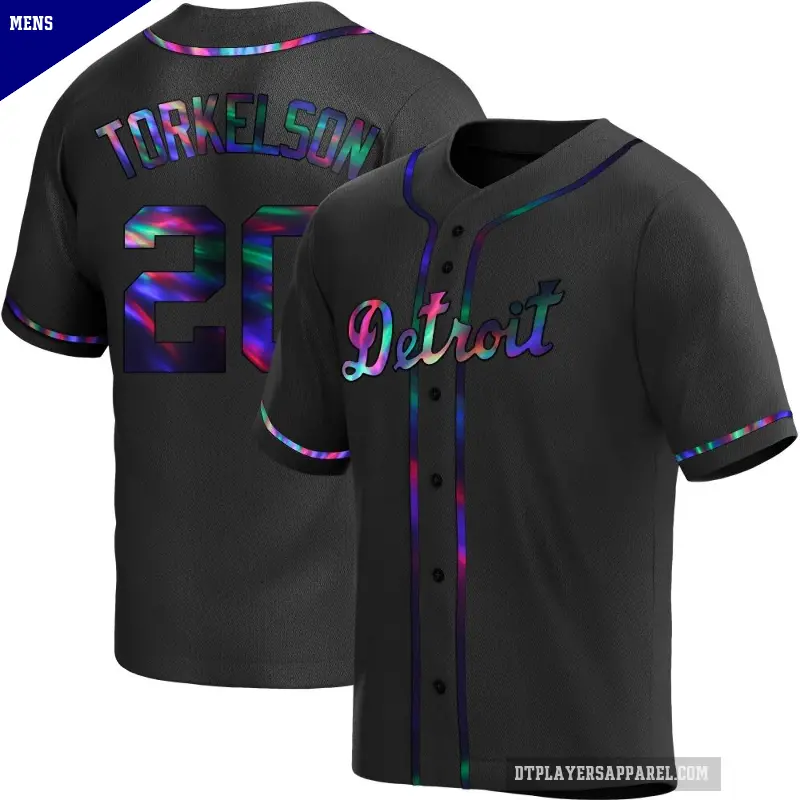 Men's No.20 Spencer Torkelson Detroit Tigers Black Replica Holographic Alternate Jersey