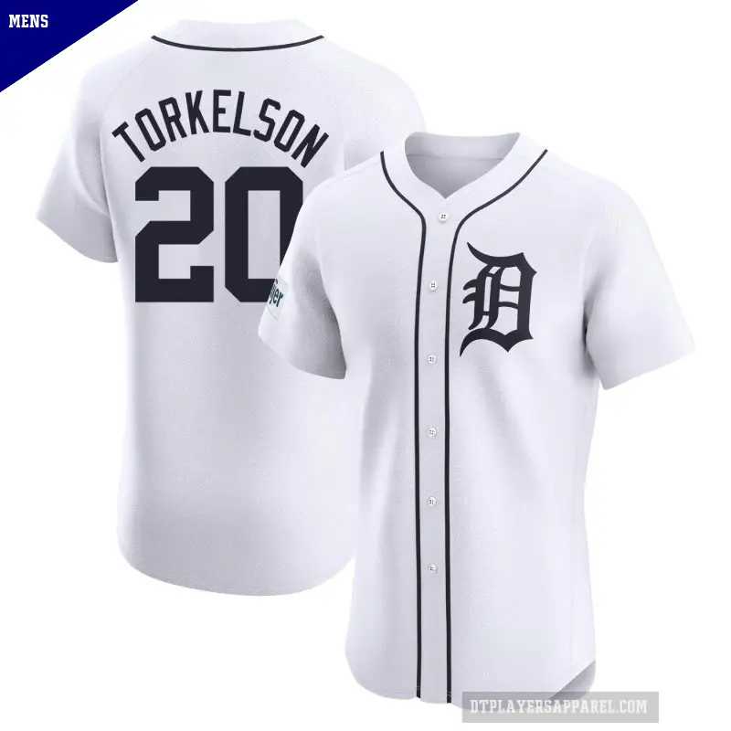 Men's No.20 Spencer Torkelson Detroit Tigers White Elite Home Patch Jersey