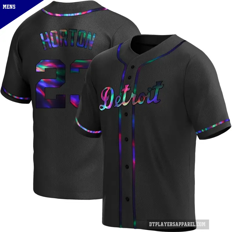 Men's No.23 Willie Horton Detroit Tigers Black Replica Holographic Alternate Jersey