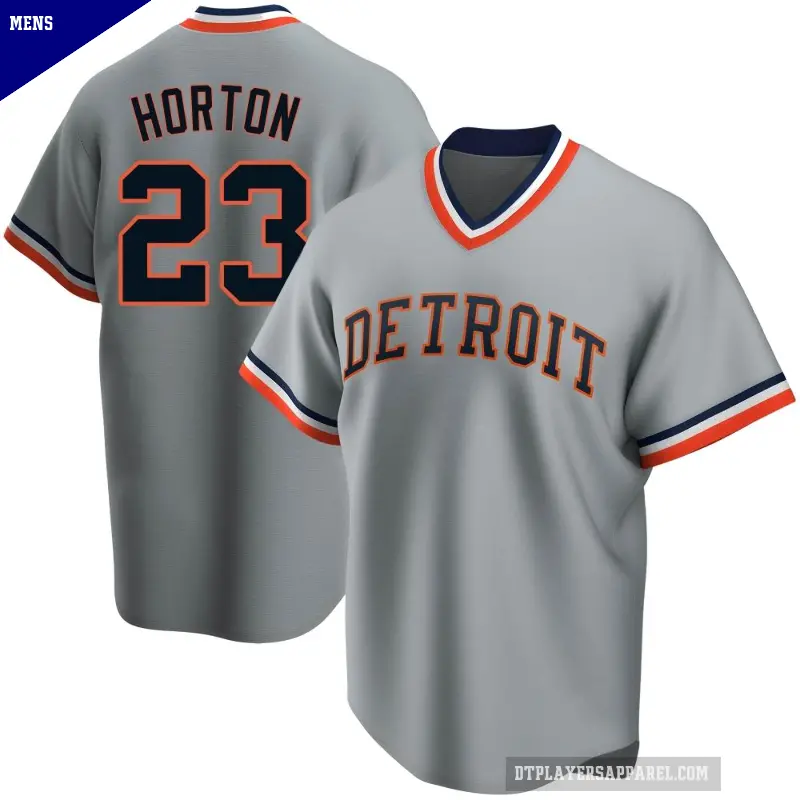 Men's No.23 Willie Horton Detroit Tigers Gray Replica Road Cooperstown Collection Jersey