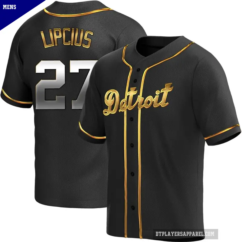 Men's No.27 Andre Lipcius Detroit Tigers Gold Replica Black en Alternate Jersey