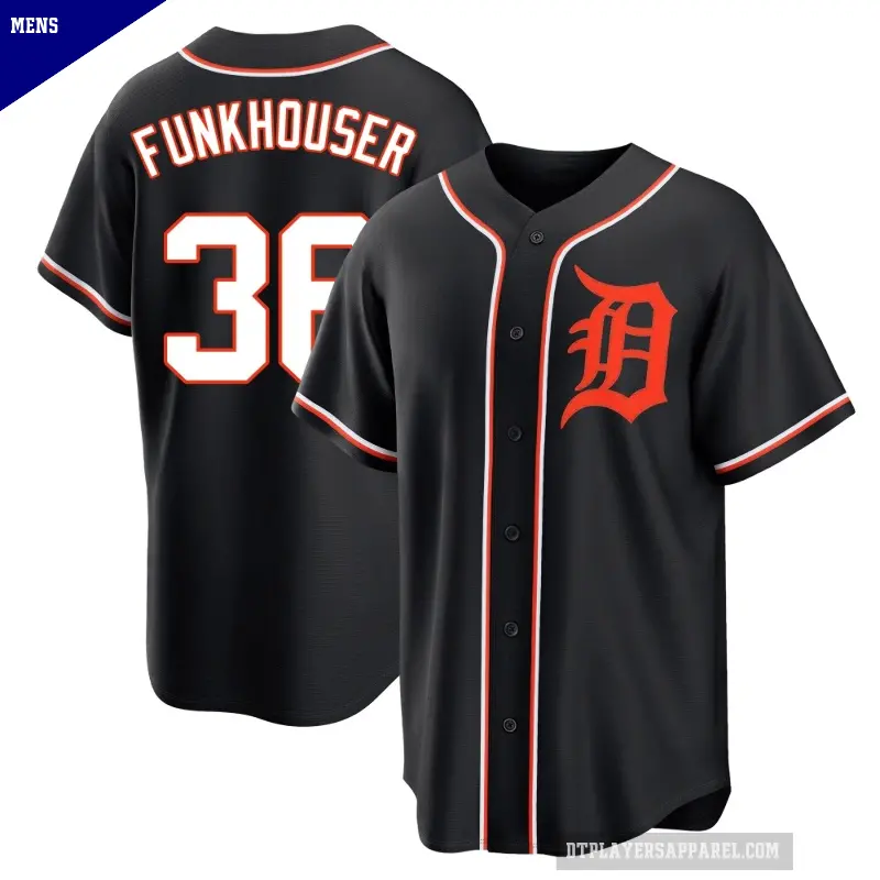 Men's No.36 Kyle Funkhouser Detroit Tigers Black Replica Fashion Out Jersey