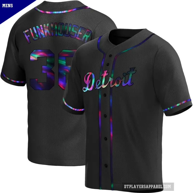Men's No.36 Kyle Funkhouser Detroit Tigers Black Replica Holographic Alternate Jersey