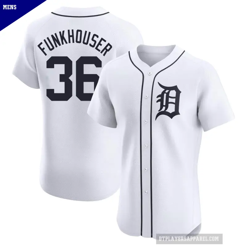 Men's No.36 Kyle Funkhouser Detroit Tigers White Elite Home Jersey