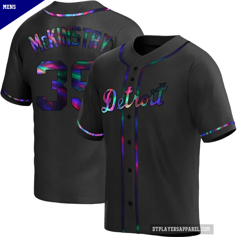 Men's No.39 Zach McKinstry Detroit Tigers Black Replica Holographic Alternate Jersey