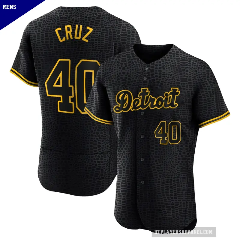 Men's No.40 Trei Cruz Detroit Tigers Black Authentic Snake Skin City Jersey