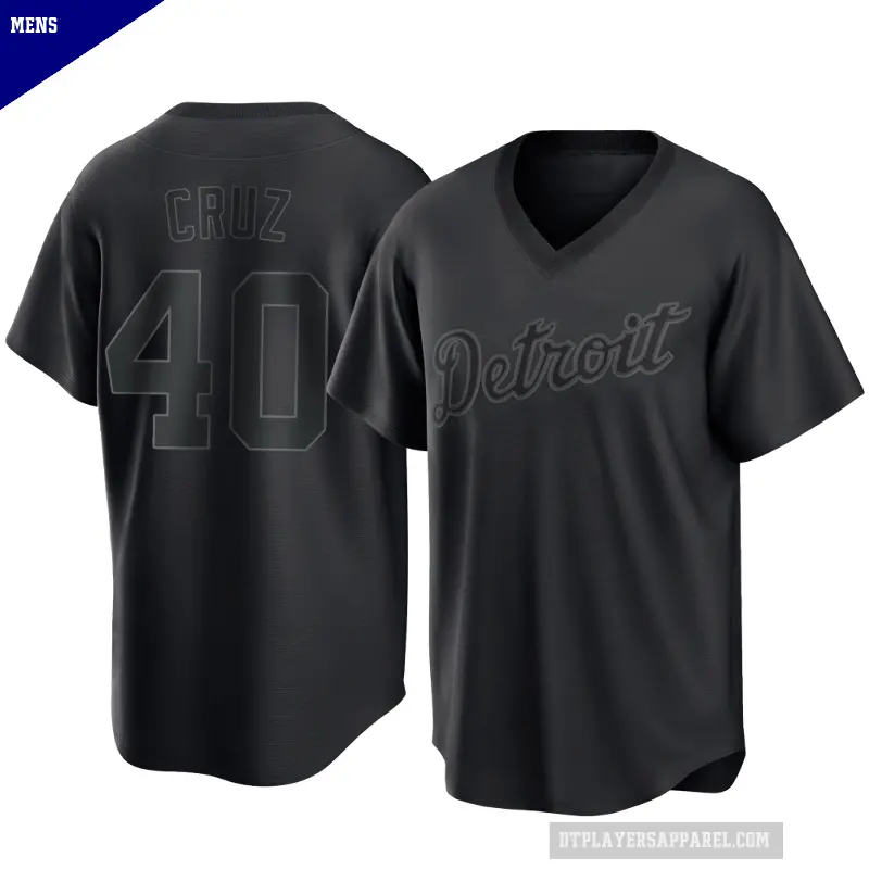 Men's No.40 Trei Cruz Detroit Tigers Black Replica Pitch Fashion Jersey