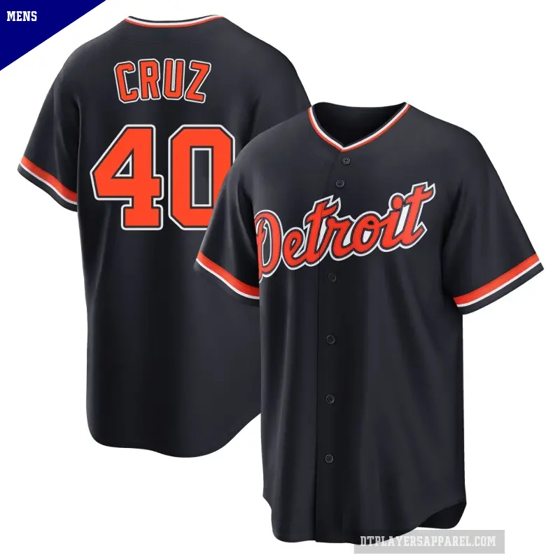 Men's No.40 Trei Cruz Detroit Tigers Navy Replica Alternate 2nd Jersey