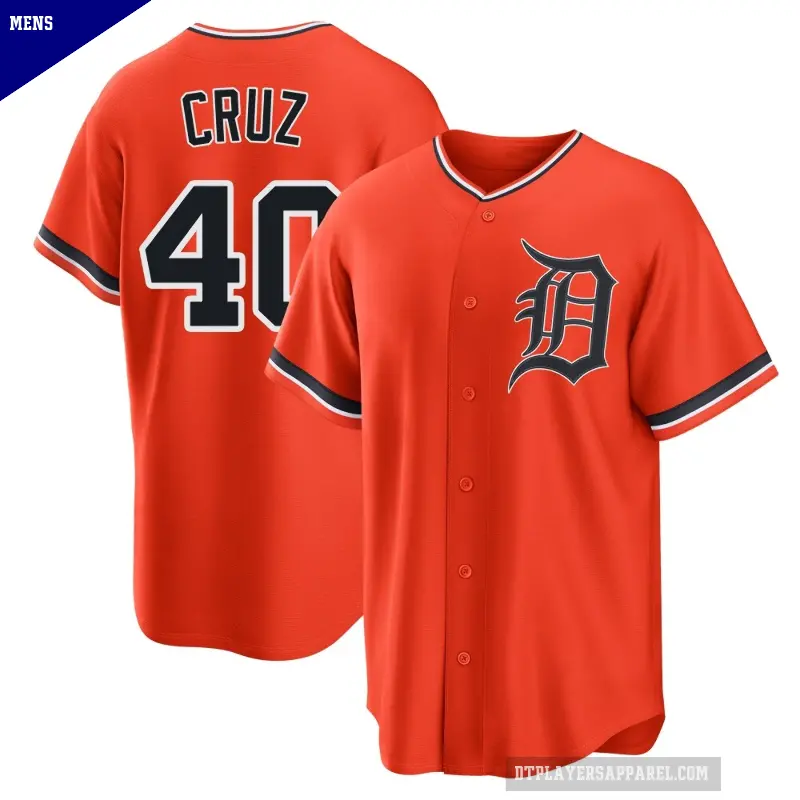 Men's No.40 Trei Cruz Detroit Tigers Orange Replica Alternate Jersey