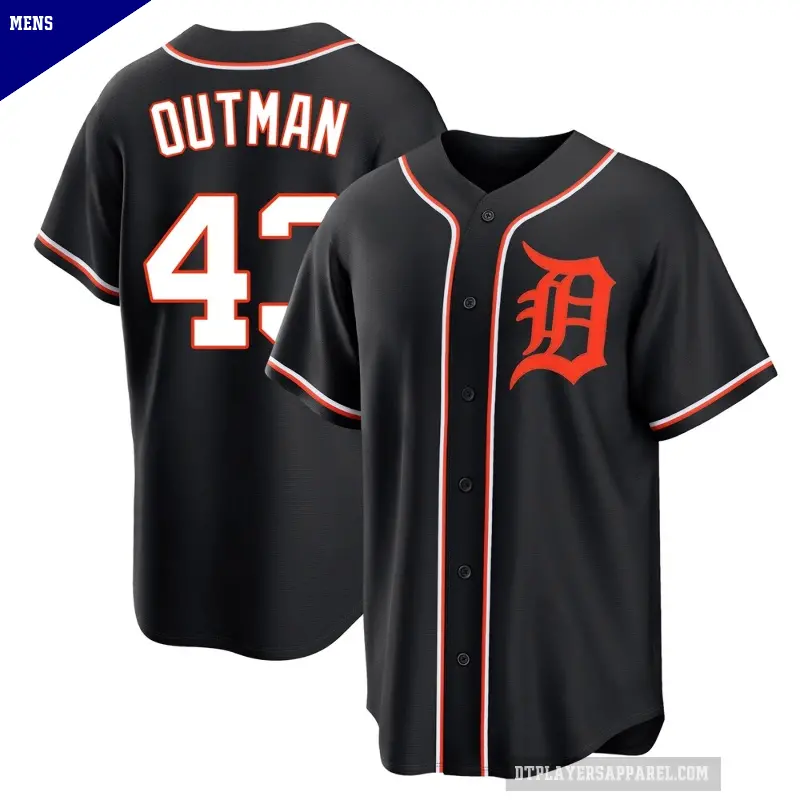 Men's No.43 James Outman Detroit Tigers Black Replica Fashion Out Jersey