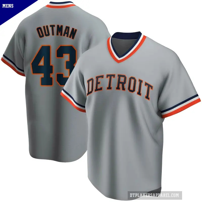 Men's No.43 James Outman Detroit Tigers Gray Limited Road Cooperstown Collection Jersey