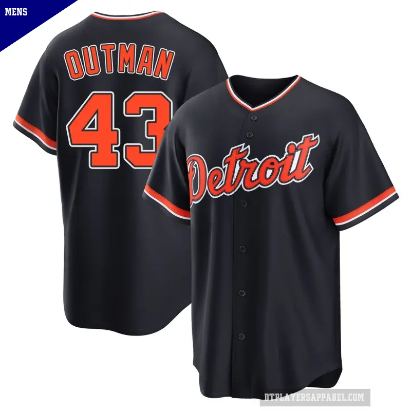 Men's No.43 James Outman Detroit Tigers Navy Replica Alternate 2nd Jersey