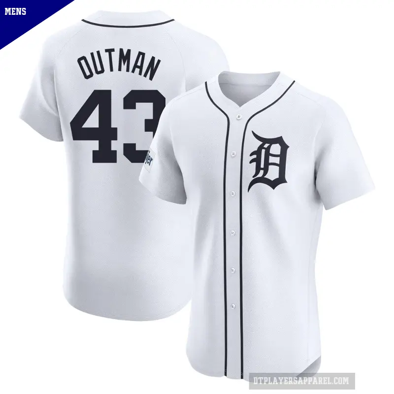 Men's No.43 James Outman Detroit Tigers White Elite Home Patch Jersey