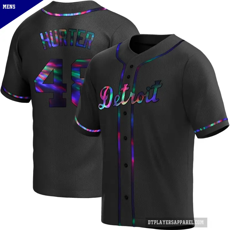 Men's No.48 Brant Hurter Detroit Tigers Black Replica Holographic Alternate Jersey