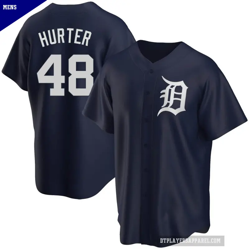 Men's No.48 Brant Hurter Detroit Tigers Navy Replica Alternate Jersey