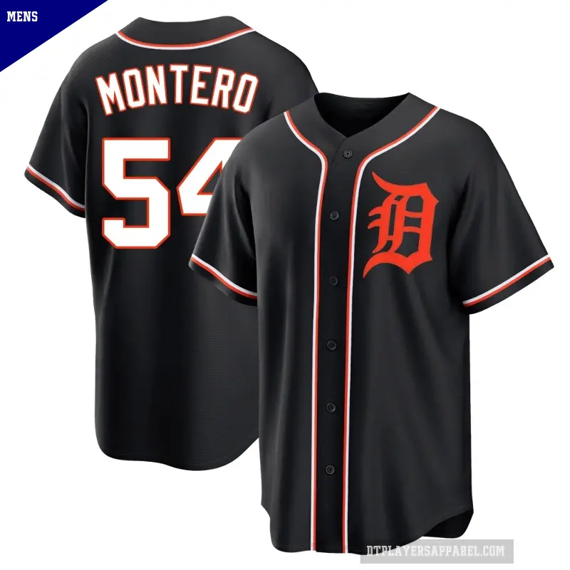 Men's No.54 Keider Montero Detroit Tigers Black Replica Fashion Out Jersey