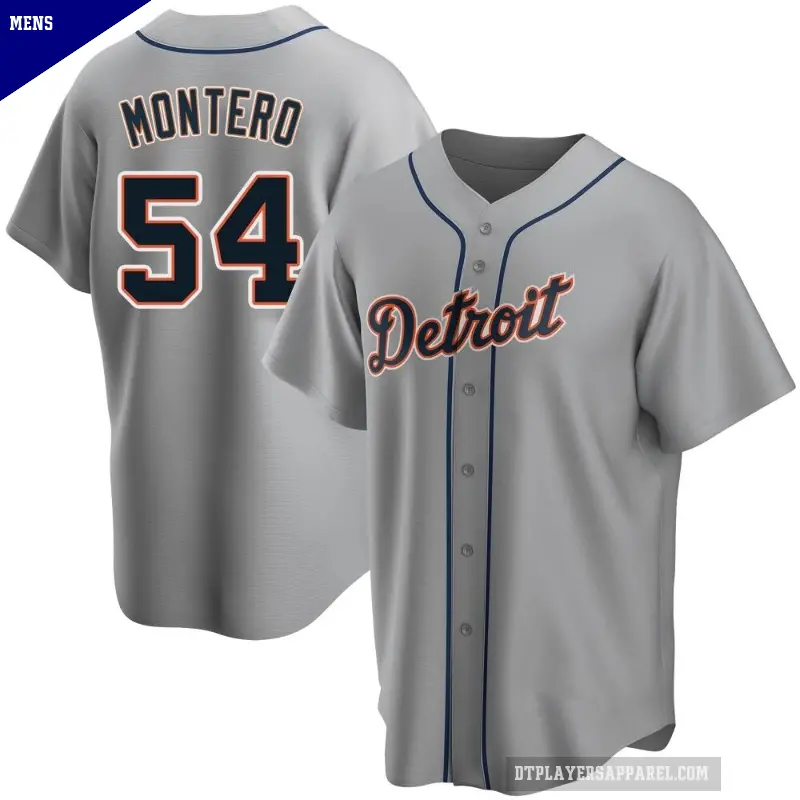 Men's No.54 Keider Montero Detroit Tigers Gray Replica Road Jersey