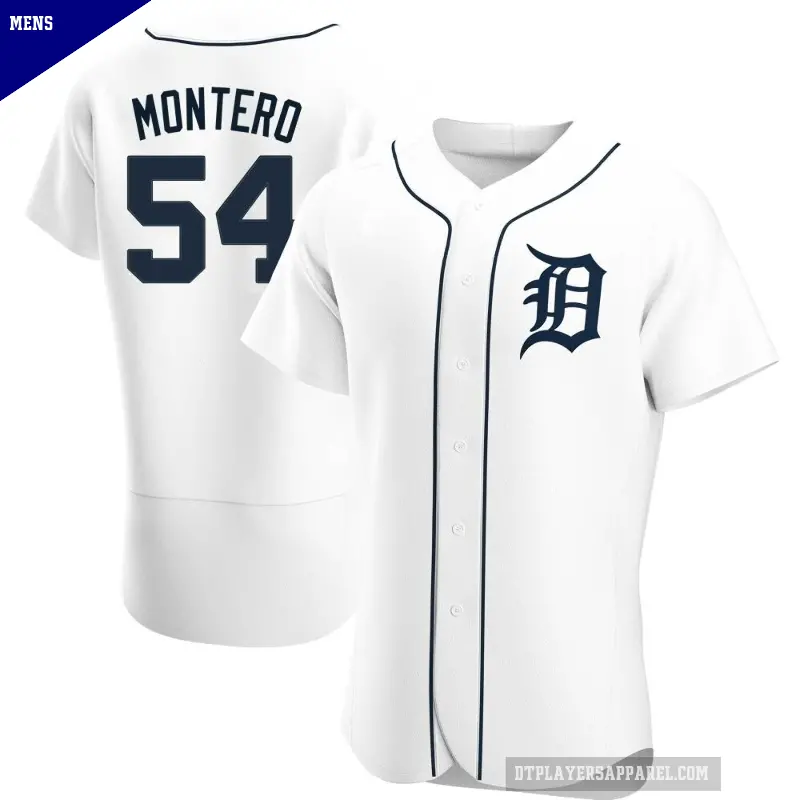 Men's No.54 Keider Montero Detroit Tigers White Authentic Home Jersey