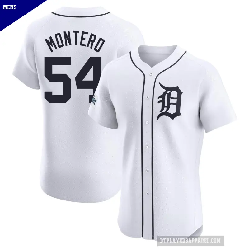 Men's No.54 Keider Montero Detroit Tigers White Elite Home Patch Jersey