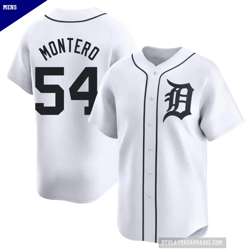 Men's No.54 Keider Montero Detroit Tigers White Limited Home Jersey