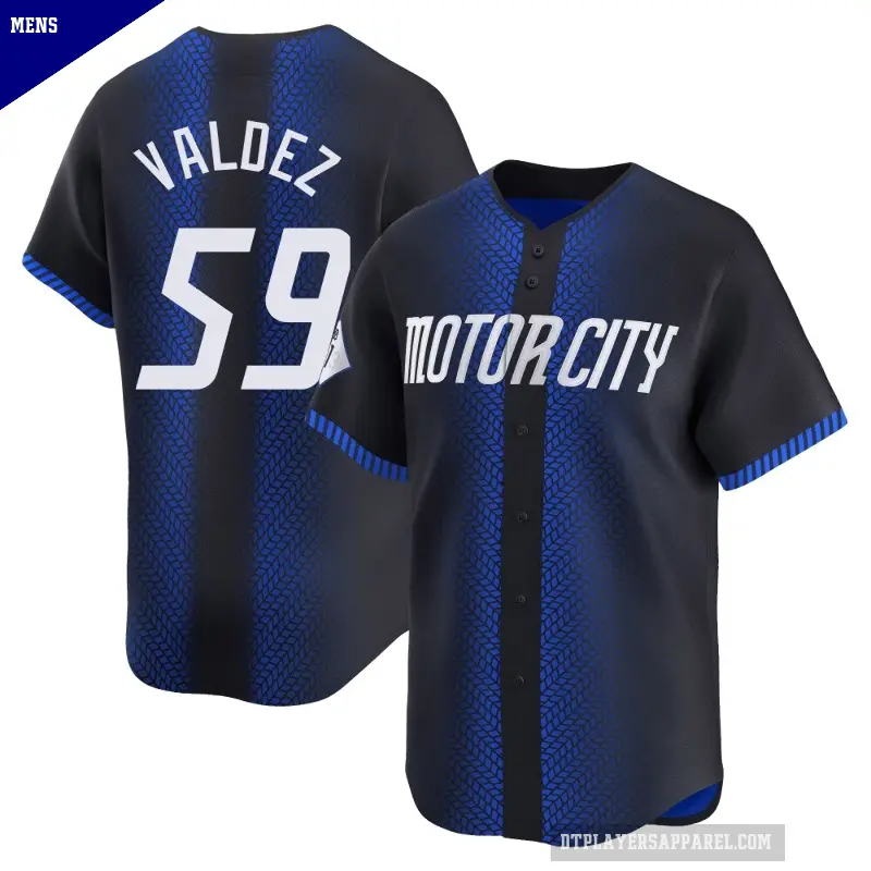 Men's No.59 Framber Valdez Detroit Tigers Blue Limited 2024 City Connect Jersey