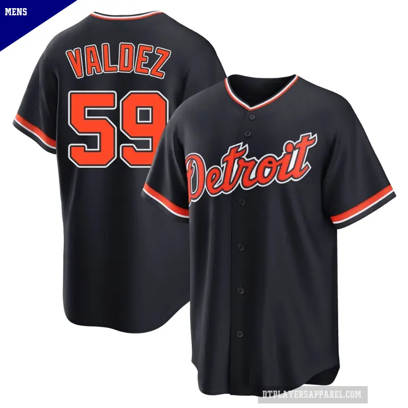 Men's No.59 Framber Valdez Detroit Tigers Navy Replica Alternate 2nd Jersey