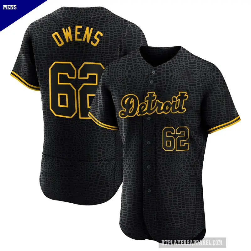 Men's No.62 Tyler Owens Detroit Tigers Black Authentic Snake Skin City Jersey