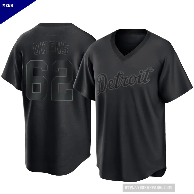 Men's No.62 Tyler Owens Detroit Tigers Black Replica Pitch Fashion Jersey