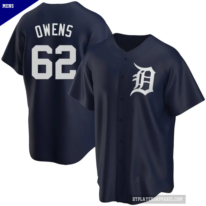 Men's No.62 Tyler Owens Detroit Tigers Navy Replica Alternate Jersey