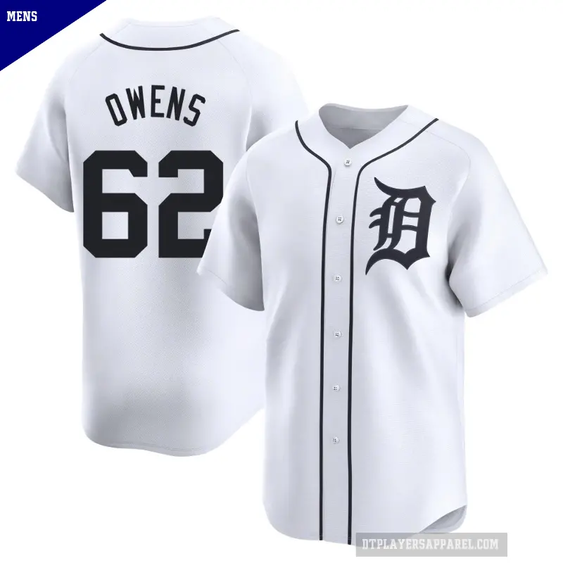 Men's No.62 Tyler Owens Detroit Tigers White Limited Home Jersey