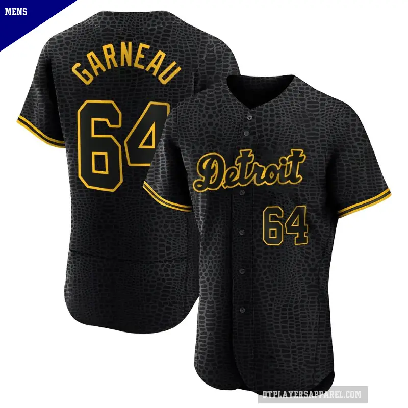 Men's No.64 Dustin Garneau Detroit Tigers Black Authentic Snake Skin City Jersey