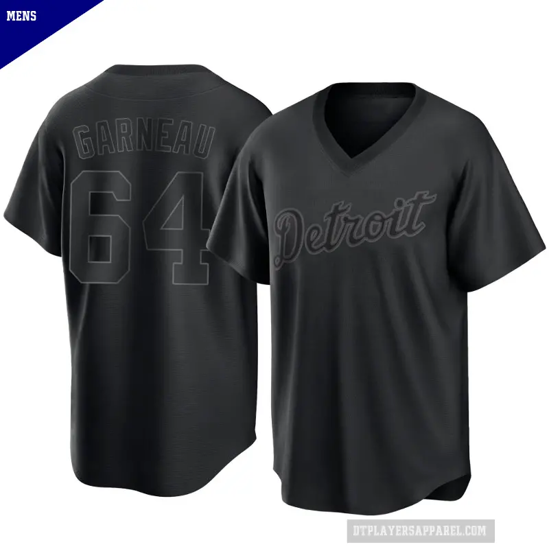 Men's No.64 Dustin Garneau Detroit Tigers Black Replica Pitch Fashion Jersey