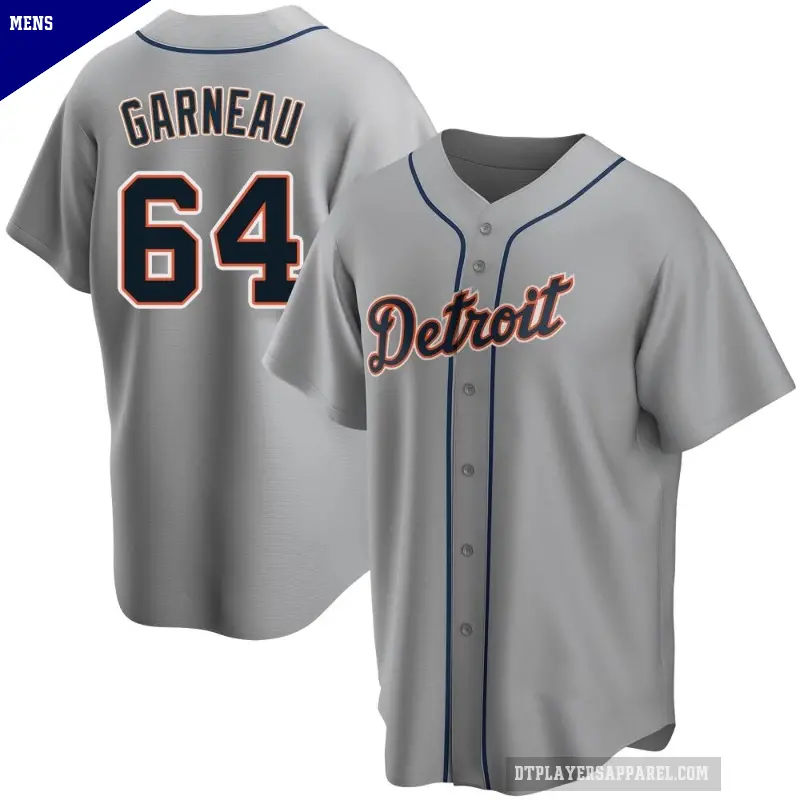 Men's No.64 Dustin Garneau Detroit Tigers Gray Replica Road Jersey