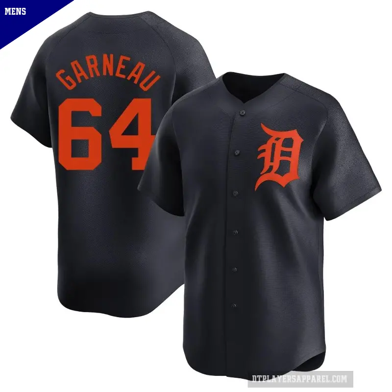 Men's No.64 Dustin Garneau Detroit Tigers Navy Limited Alternate Jersey