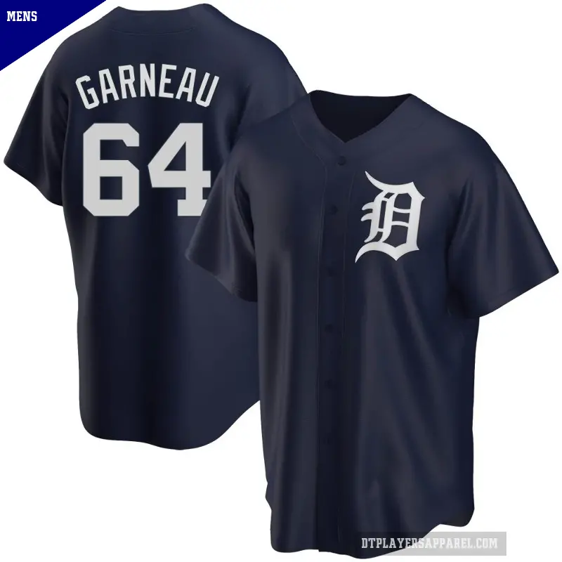 Men's No.64 Dustin Garneau Detroit Tigers Navy Replica Alternate Jersey