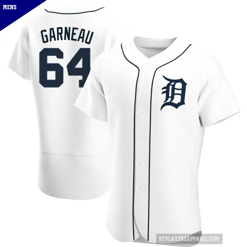 Men's No.64 Dustin Garneau Detroit Tigers White Authentic Home Jersey
