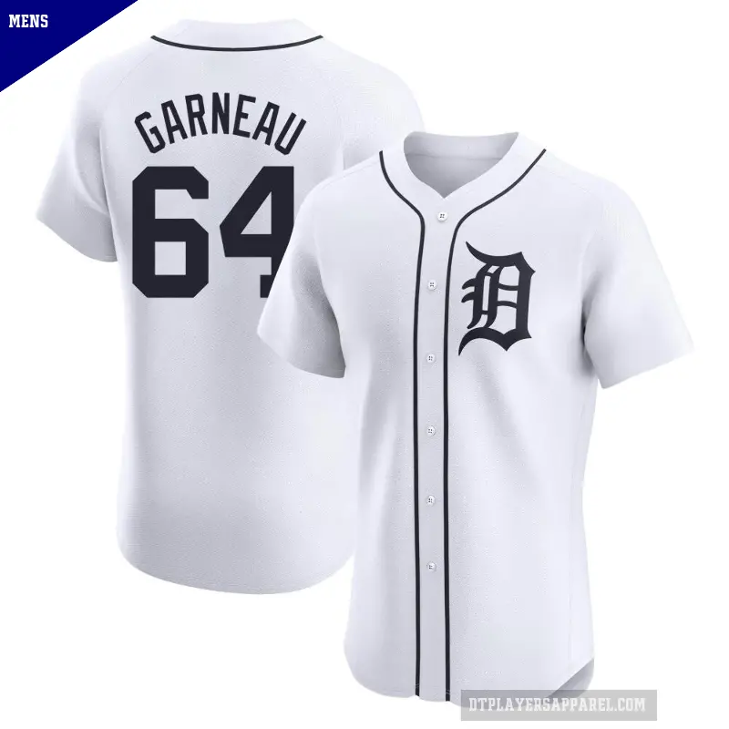 Men's No.64 Dustin Garneau Detroit Tigers White Elite Home Jersey