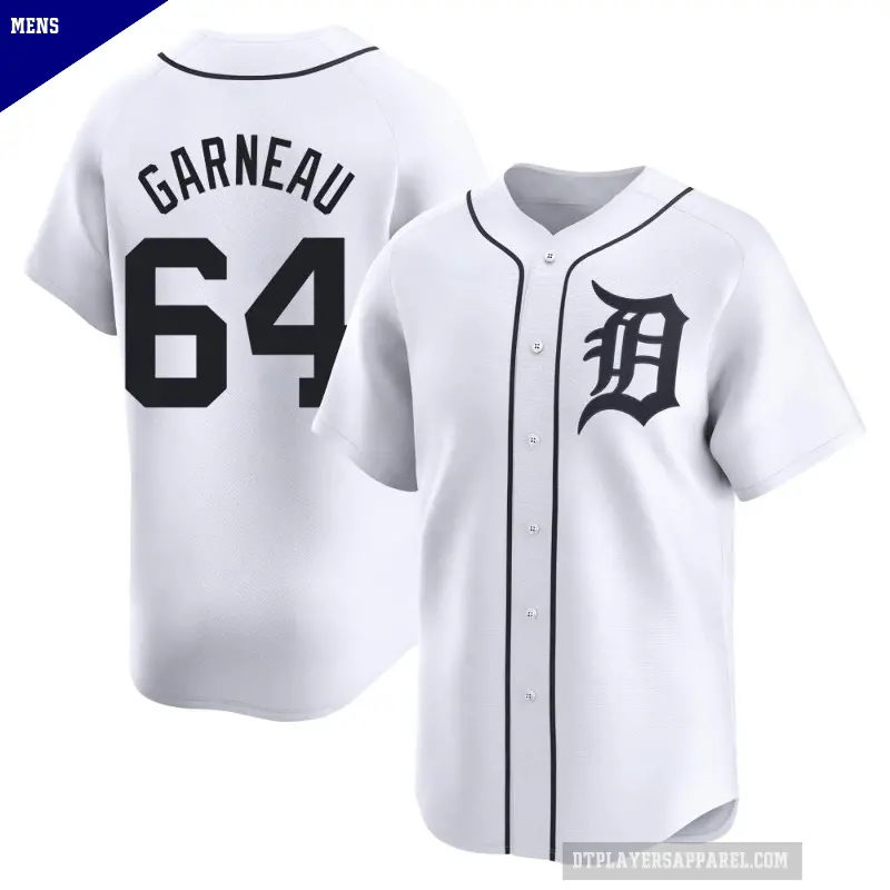Men's No.64 Dustin Garneau Detroit Tigers White Limited Home Jersey