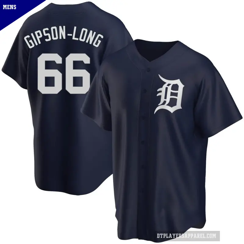 Men's No.66 Sawyer Gipson-Long Detroit Tigers Navy Replica Alternate Jersey
