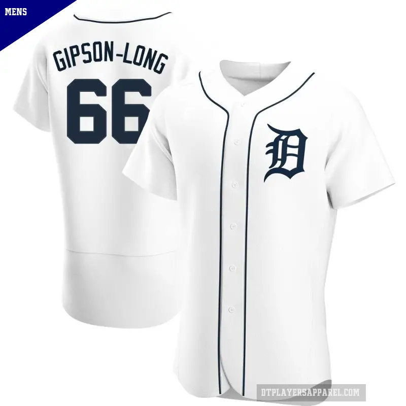 Men's No.66 Sawyer Gipson-Long Detroit Tigers White Authentic Home Jersey