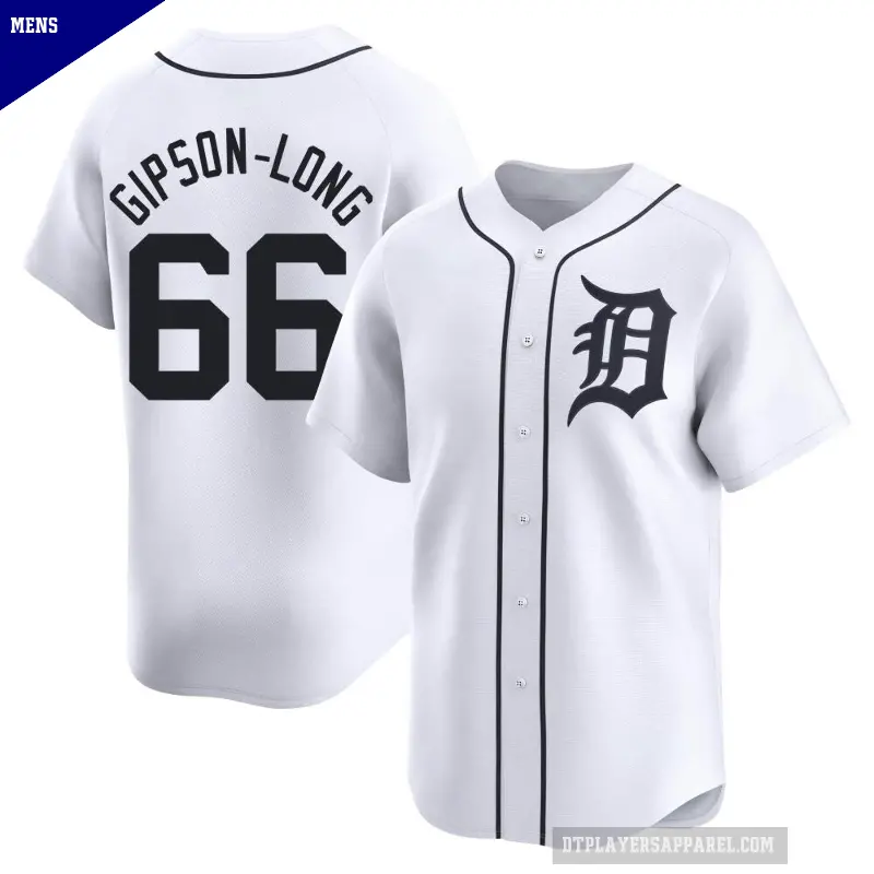 Men's No.66 Sawyer Gipson-Long Detroit Tigers White Limited Home Jersey