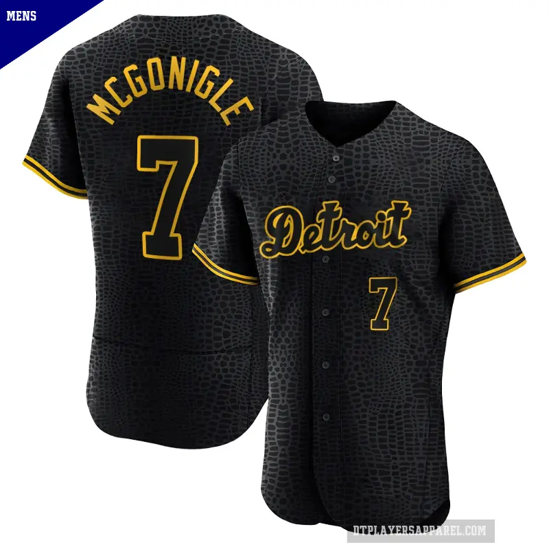 Men's No.7 Kevin McGonigle Detroit Tigers Black Authentic Snake Skin City Jersey